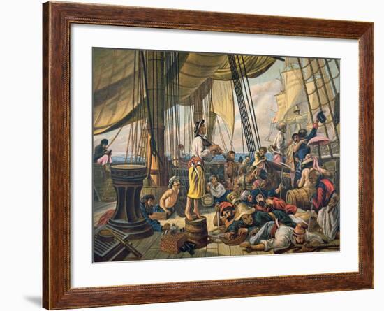 Pirates Attempting to Foil a Us Navy Ship by Posing as an Innocent Merchant Vessel-null-Framed Giclee Print