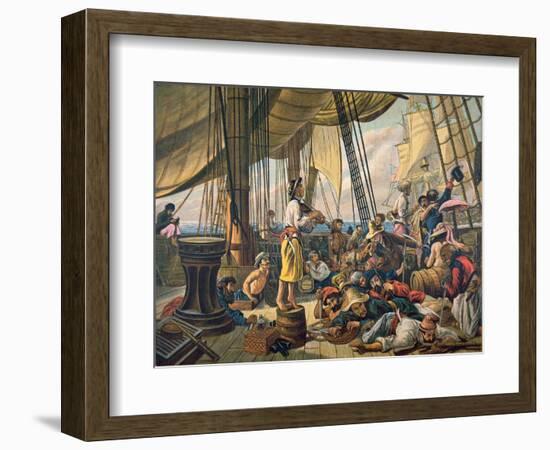 Pirates Attempting to Foil a Us Navy Ship by Posing as an Innocent Merchant Vessel-null-Framed Giclee Print