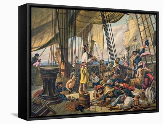 Pirates Attempting to Foil a Us Navy Ship by Posing as an Innocent Merchant Vessel-null-Framed Stretched Canvas