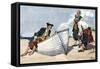 Pirates Chatting around a Canoe on the Beach of a Deserte Island of the Caribbean Sea, 18Th Century-null-Framed Stretched Canvas