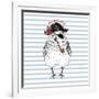 Pirates Only - Nautical Owl Illustration-Olga_Angelloz-Framed Art Print