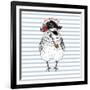 Pirates Only - Nautical Owl Illustration-Olga_Angelloz-Framed Art Print