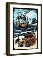 Pirates - Scratchboard-Lantern Press-Framed Art Print