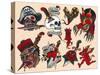 Pirates & Skulls Vintage Tattoo Flash by Norman Collins, aka, Sailor Jerry-null-Stretched Canvas