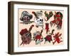 Pirates & Skulls Vintage Tattoo Flash by Norman Collins, aka, Sailor Jerry-null-Framed Art Print