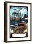 Pirates with Scroll - Scratchboard-Lantern Press-Framed Art Print