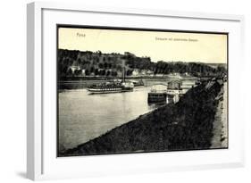 Pirna Elbe, Flusspartie Mit Dampfer, Anlegestelle-null-Framed Giclee Print