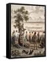 Pirogue Races, Bassac River, Atlas du Voyage D'Exploration de LIndochine by Doudart de Lagree-Louis Delaporte-Framed Stretched Canvas