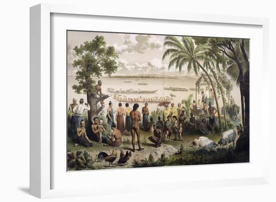 Pirogue Races on the Bassac River, from "Atlas Du Voyage D'Exploration De L'Indochine"-Louis Delaporte-Framed Giclee Print