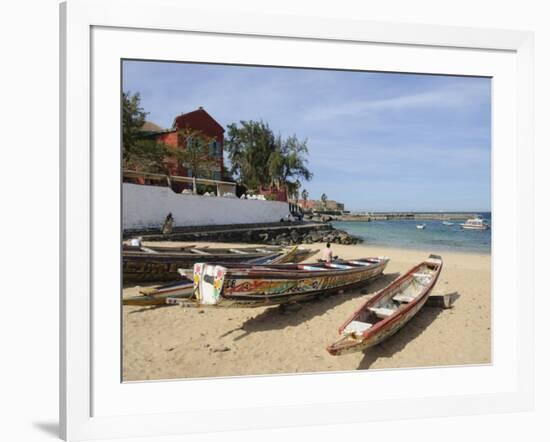 Pirogues (Fishing Boats) on Beach, Goree Island, Near Dakar, Senegal, West Africa, Africa-Robert Harding-Framed Photographic Print