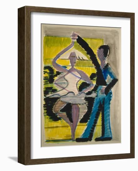 Pirouetting Dancer, C.1931-1932 (Watercolor and Brush in Black over Pencil on Smooth Vellum Cardboa-Ernst Ludwig Kirchner-Framed Giclee Print