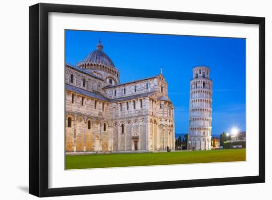 Pisa, Italy. Catherdral and the Leaning Tower of Pisa at Piazza Dei Miracoli.-Patryk Kosmider-Framed Premium Photographic Print