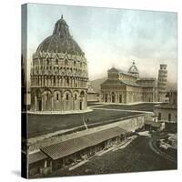 Pisa (Italy), the Baptistery, the Cathedral and the Leaning Tower (Bell Tower), Circa 1895-Leon, Levy et Fils-Stretched Canvas