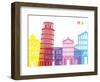 Pisa Skyline Pop-paulrommer-Framed Art Print