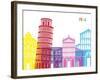 Pisa Skyline Pop-paulrommer-Framed Art Print