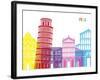 Pisa Skyline Pop-paulrommer-Framed Art Print