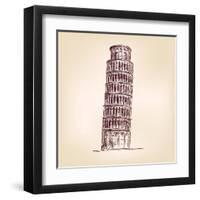 Pisa Tower Vector Illustration-VladisChern-Framed Art Print