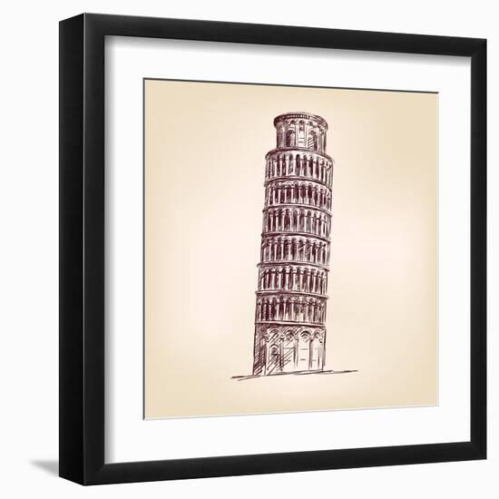 Pisa Tower Vector Illustration-VladisChern-Framed Art Print