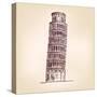 Pisa Tower Vector Illustration-VladisChern-Stretched Canvas