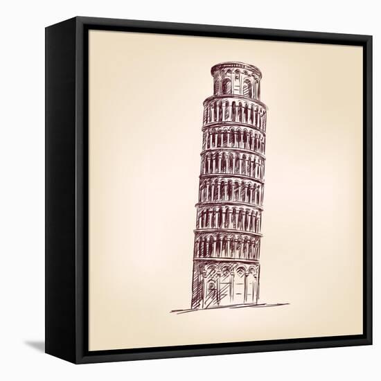 Pisa Tower Vector Illustration-VladisChern-Framed Stretched Canvas