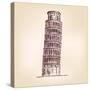 Pisa Tower Vector Illustration-VladisChern-Stretched Canvas