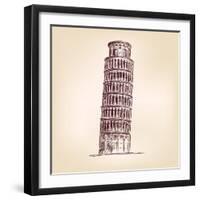 Pisa Tower Vector Illustration-VladisChern-Framed Art Print