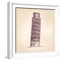 Pisa Tower Vector Illustration-VladisChern-Framed Art Print