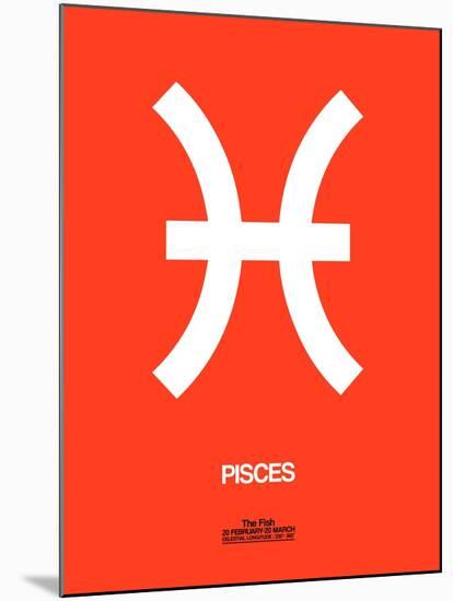 Pisces Zodiac Sign White on Orange-NaxArt-Mounted Art Print