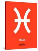 Pisces Zodiac Sign White on Orange-NaxArt-Stretched Canvas