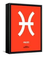 Pisces Zodiac Sign White on Orange-NaxArt-Framed Stretched Canvas