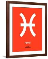 Pisces Zodiac Sign White on Orange-NaxArt-Framed Art Print