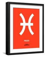 Pisces Zodiac Sign White on Orange-NaxArt-Framed Art Print