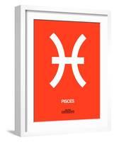 Pisces Zodiac Sign White on Orange-NaxArt-Framed Art Print