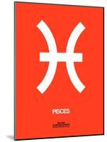 Pisces Zodiac Sign White on Orange-NaxArt-Mounted Art Print