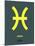 Pisces Zodiac Sign Yellow-NaxArt-Mounted Art Print