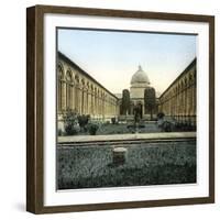 Pise (Italy), the Courtyard of the Camposanto, Cemetery Begun in 1278, Circa 1895-Leon, Levy et Fils-Framed Photographic Print