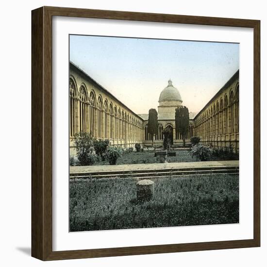 Pise (Italy), the Courtyard of the Camposanto, Cemetery Begun in 1278, Circa 1895-Leon, Levy et Fils-Framed Photographic Print