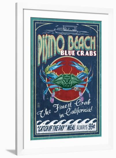 Pismo Beach, California - Blue Crabs-Lantern Press-Framed Art Print