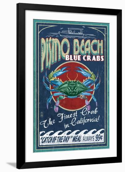 Pismo Beach, California - Blue Crabs-Lantern Press-Framed Art Print