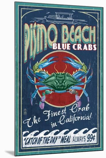 Pismo Beach, California - Blue Crabs-Lantern Press-Mounted Art Print