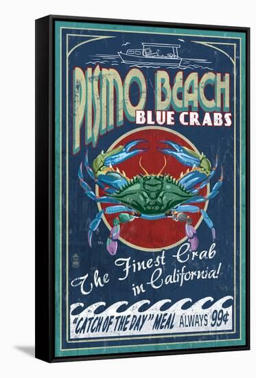 Pismo Beach, California - Blue Crabs-Lantern Press-Framed Stretched Canvas