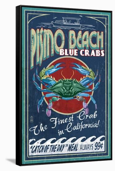 Pismo Beach, California - Blue Crabs-Lantern Press-Framed Stretched Canvas