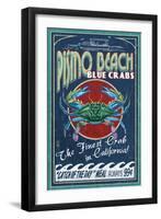 Pismo Beach, California - Blue Crabs-Lantern Press-Framed Art Print