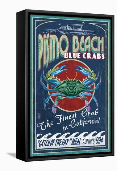 Pismo Beach, California - Blue Crabs-Lantern Press-Framed Stretched Canvas