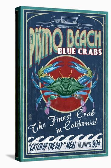 Pismo Beach, California - Blue Crabs-Lantern Press-Stretched Canvas