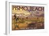 Pismo Beach, California - Clam Diggers-Lantern Press-Framed Art Print