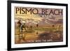 Pismo Beach, California - Clam Diggers-Lantern Press-Framed Premium Giclee Print