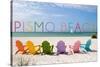 Pismo Beach, California - Colorful Beach Chairs-Lantern Press-Stretched Canvas