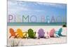 Pismo Beach, California - Colorful Beach Chairs-Lantern Press-Mounted Premium Giclee Print