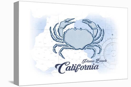 Pismo Beach, California - Crab - Blue - Coastal Icon-Lantern Press-Stretched Canvas